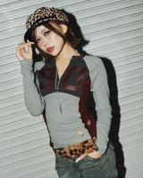 V領修身號碼T恤 