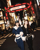 Ninety Girl Rhinestone Fur Zip Hoodie