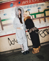 90 Logo Glitter Fur Zip Hoodie 