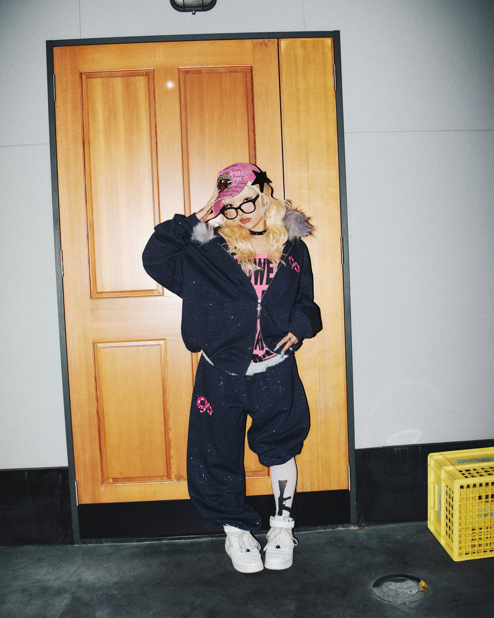 90 Logo Glitter Fur Zip Hoodie – YZ