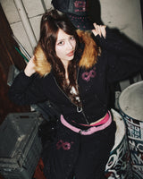 90 Logo Glitter Fur Zip Hoodie 