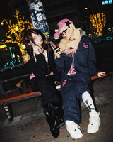 90 Logo Glitter Fur Zip Hoodie 