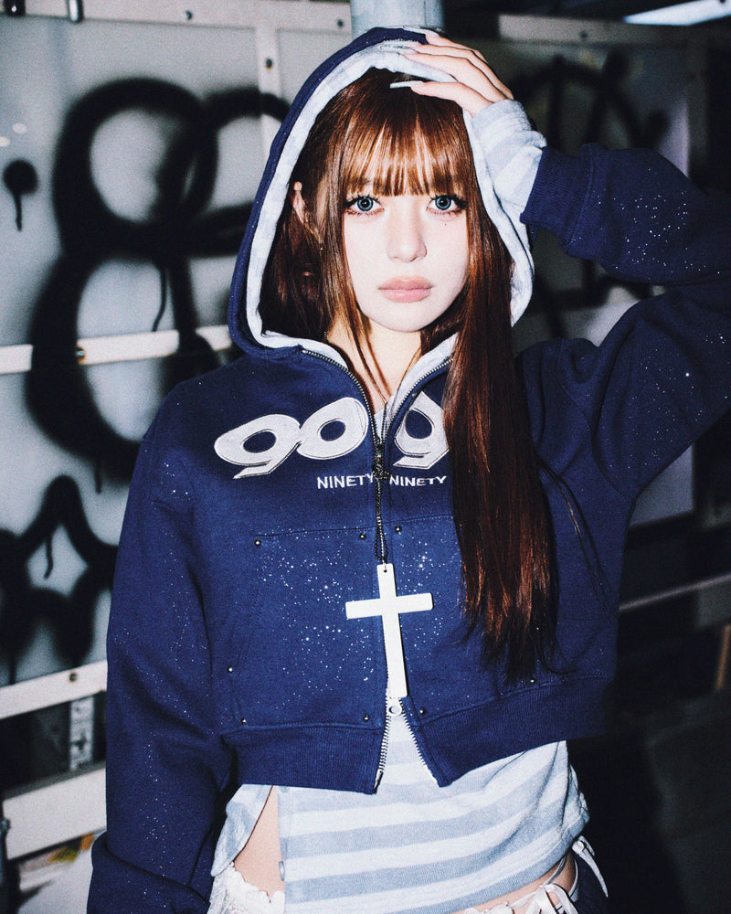 トップス 9090 OG Logo Glitter Half Zip Hoodie M OG Logo Glitter Half Zip Hoodie – YZ
