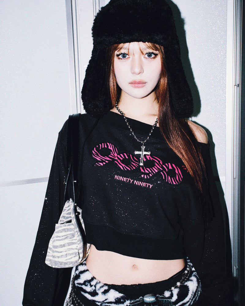 OG Logo Glitter 露肩卫衣 