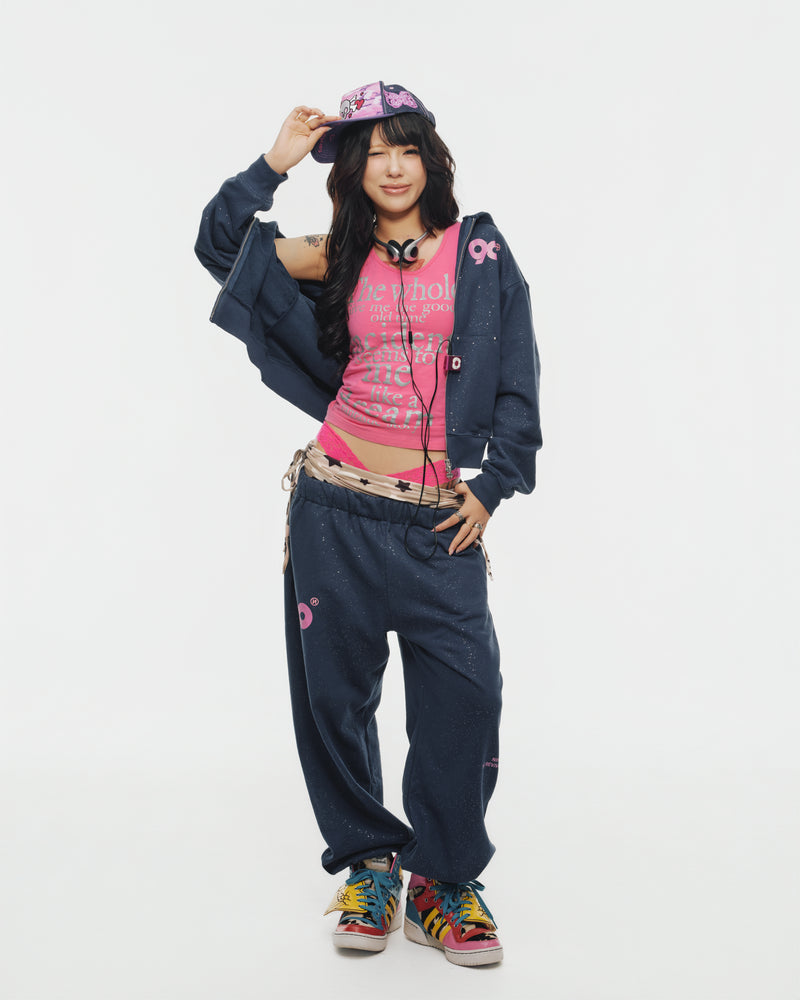 90 Logo Glitter Zip Hoodie