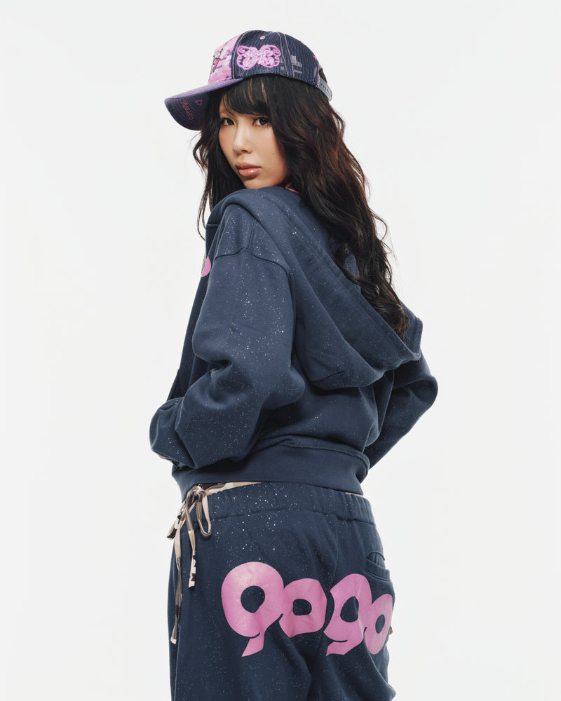 90 Logo Glitter Zip Hoodie