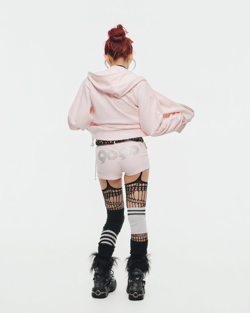 90 Logo Glitter Zip Hoodie