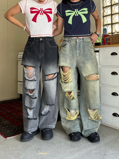 distressed baggy denim