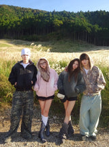 Universal logo boa duck hooded jacket