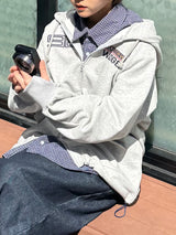 Two point draw code zip hoodie