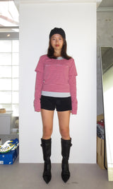 Layered border long tee