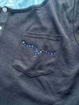 2-Layered Henley Rhinestone Tee