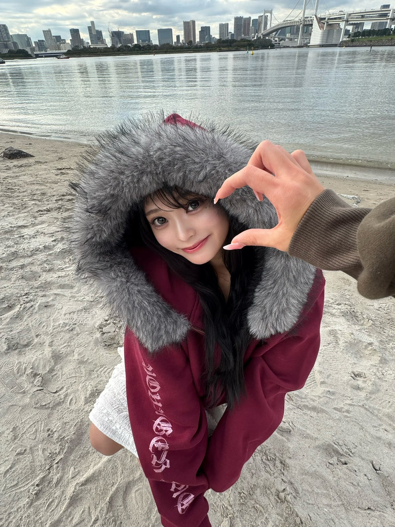 OE logo far zip hoodie