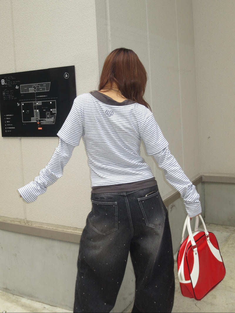 Layered border long tee