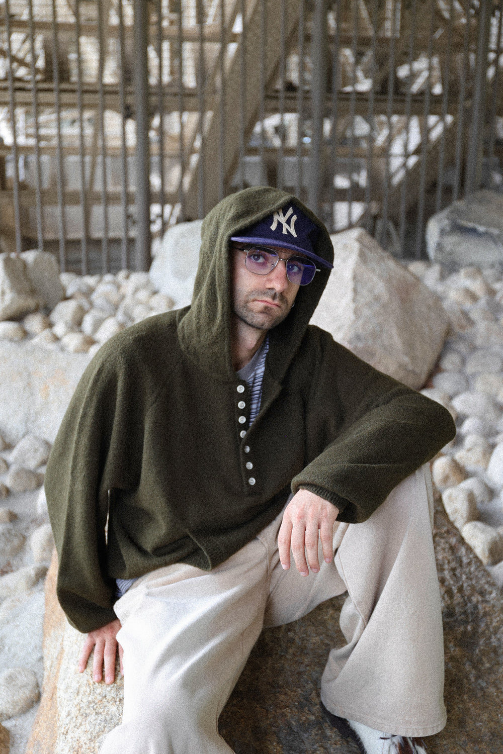 knit henley hoodie – YZ