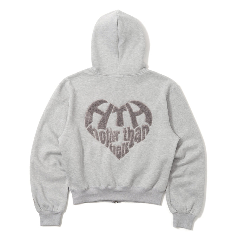 glitter heart logo zip hoodie