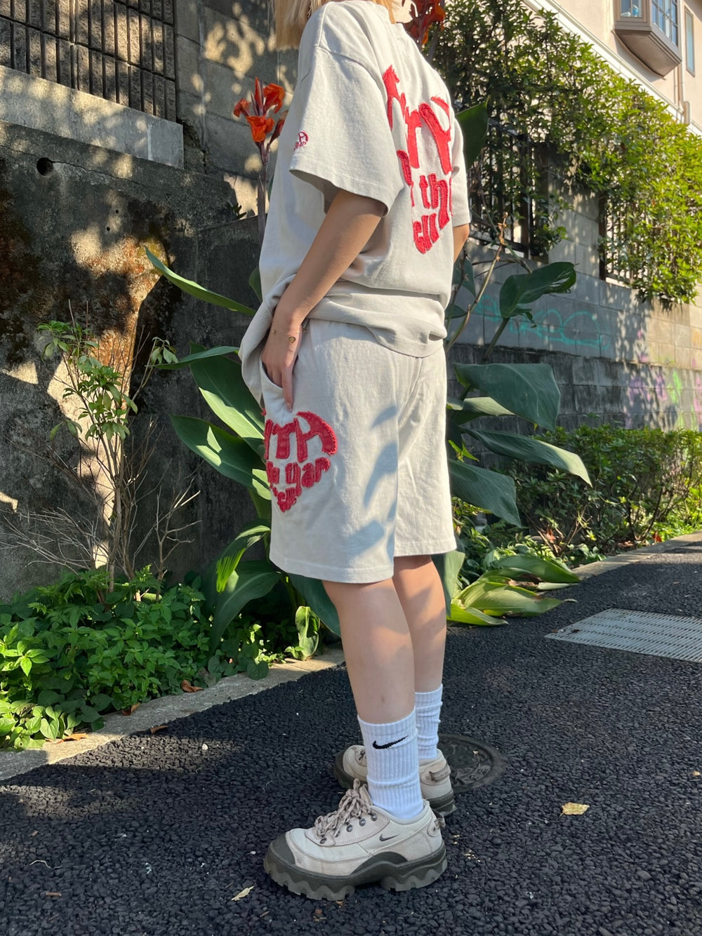 vintage like heart logo shorts – YZ