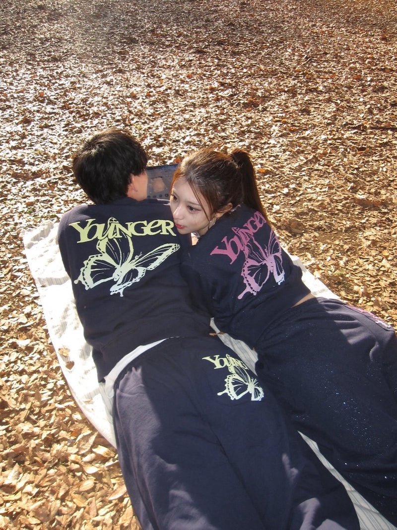 그라데이션 나비 로고 스웨트 팬츠 