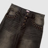 Grunge studs wide denim
