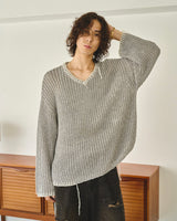 sparkle stitching v neck sweater