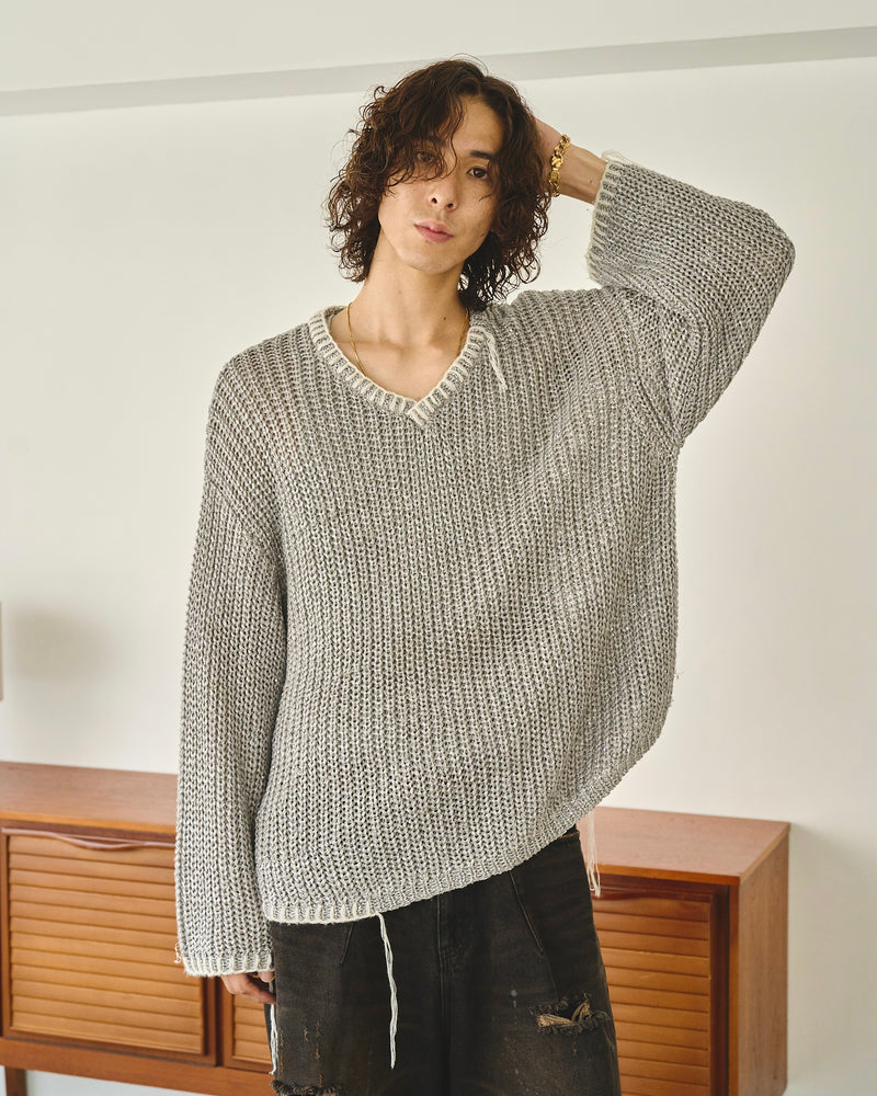 Sparkle Stitching v Neck Sweater