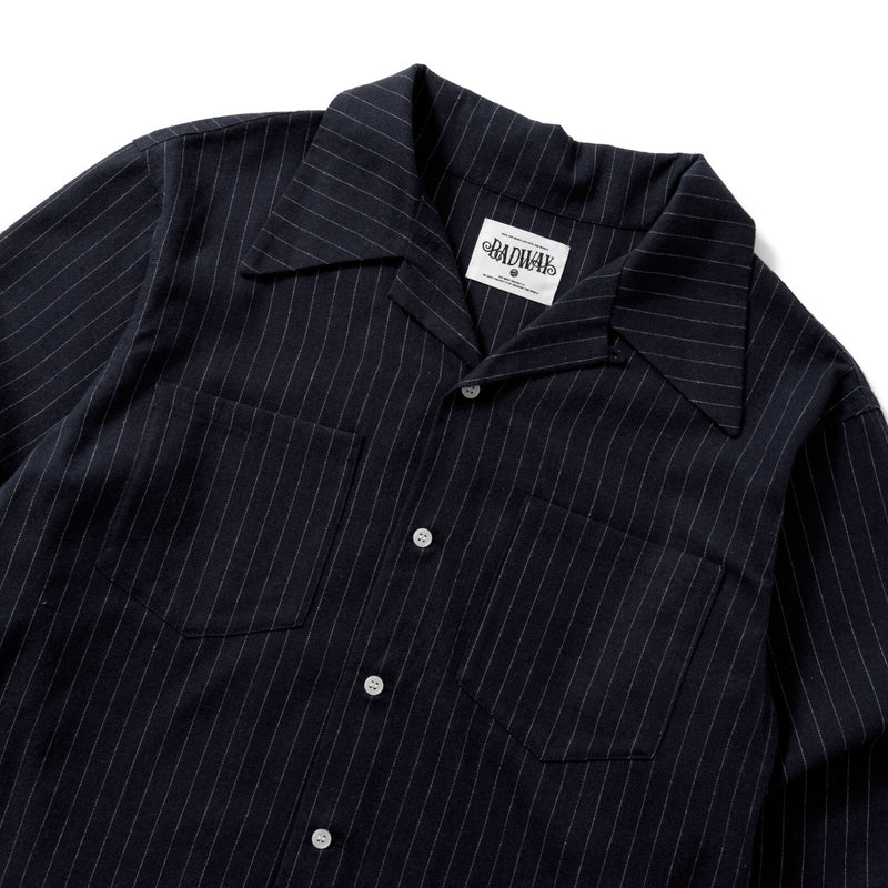 Stripe Open Collar Shirt