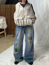 rainbow damage denim