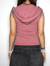 SLEEVELESS STRIPED HOODIE 