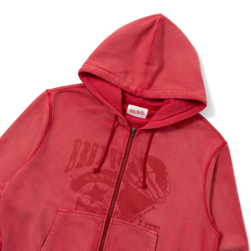 Grunge graphic zip hoodie