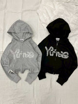 Lace wappen zip hoodie 【yung】 
