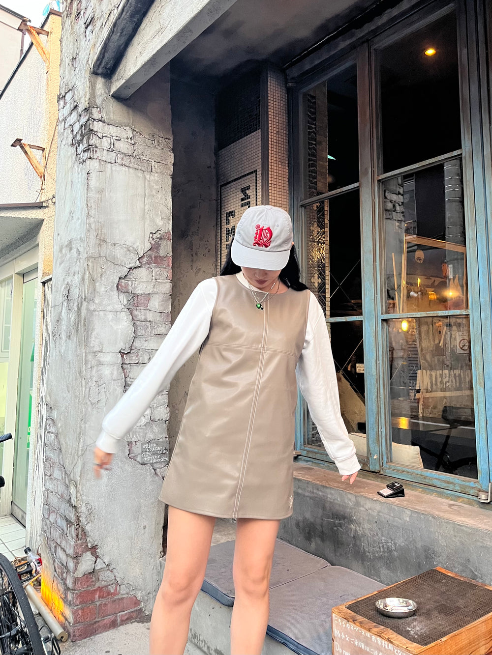 FAUX LEATHER STITCH ONEPIECE – YZ