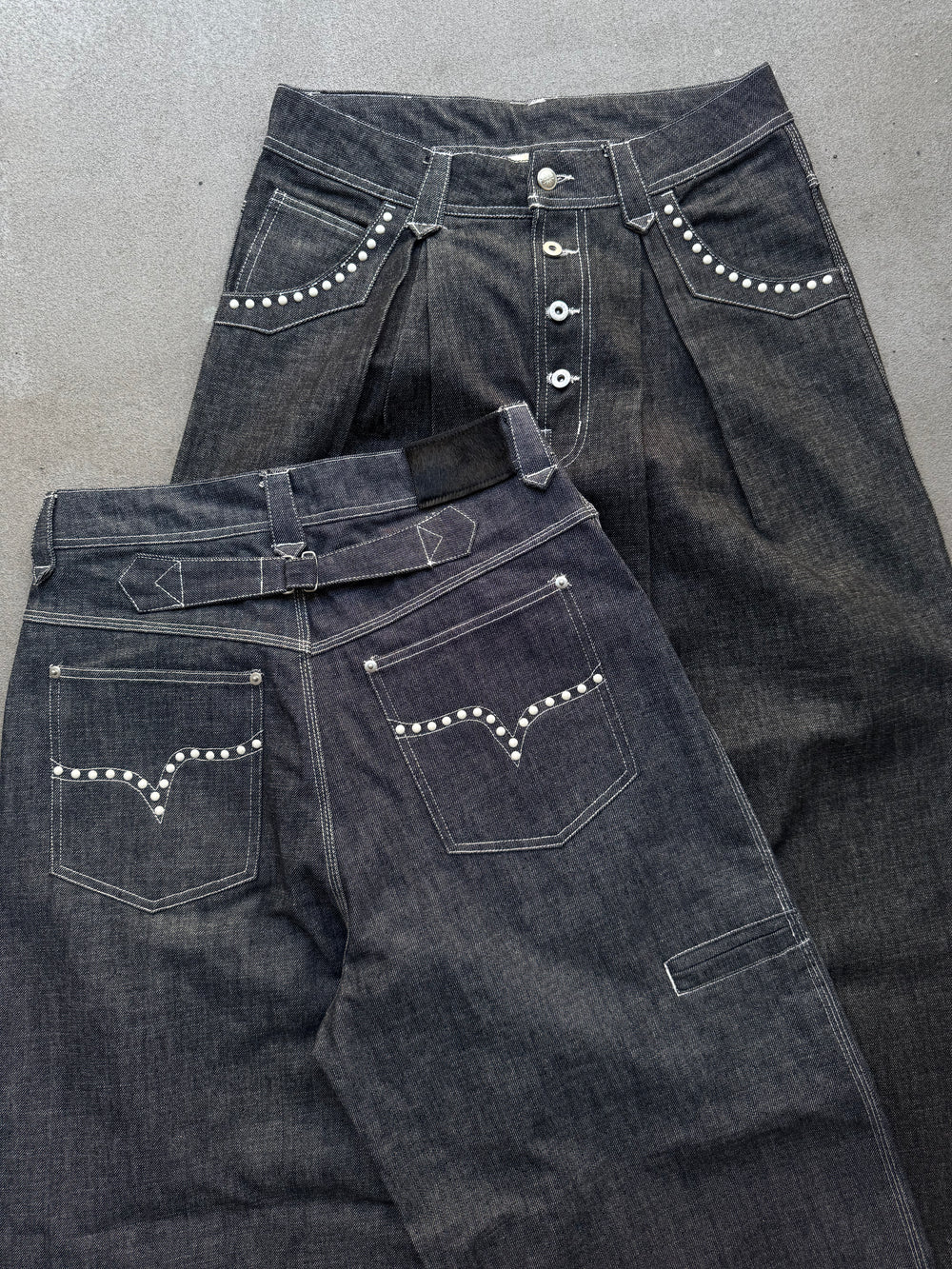 Front-Tuck Pearl Wide Denim Pants – YZ