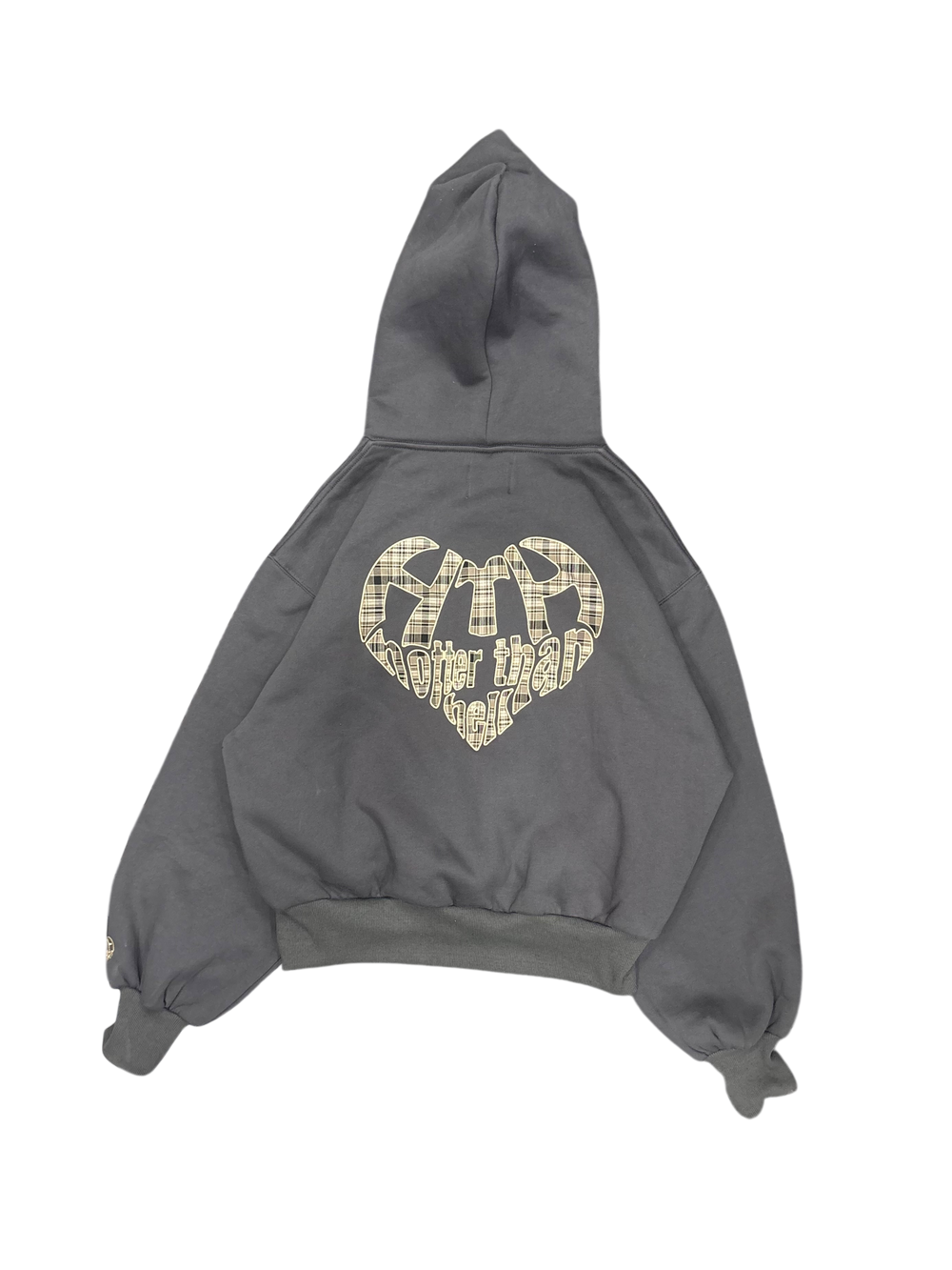 check pattern heart logo hoodie – YZ