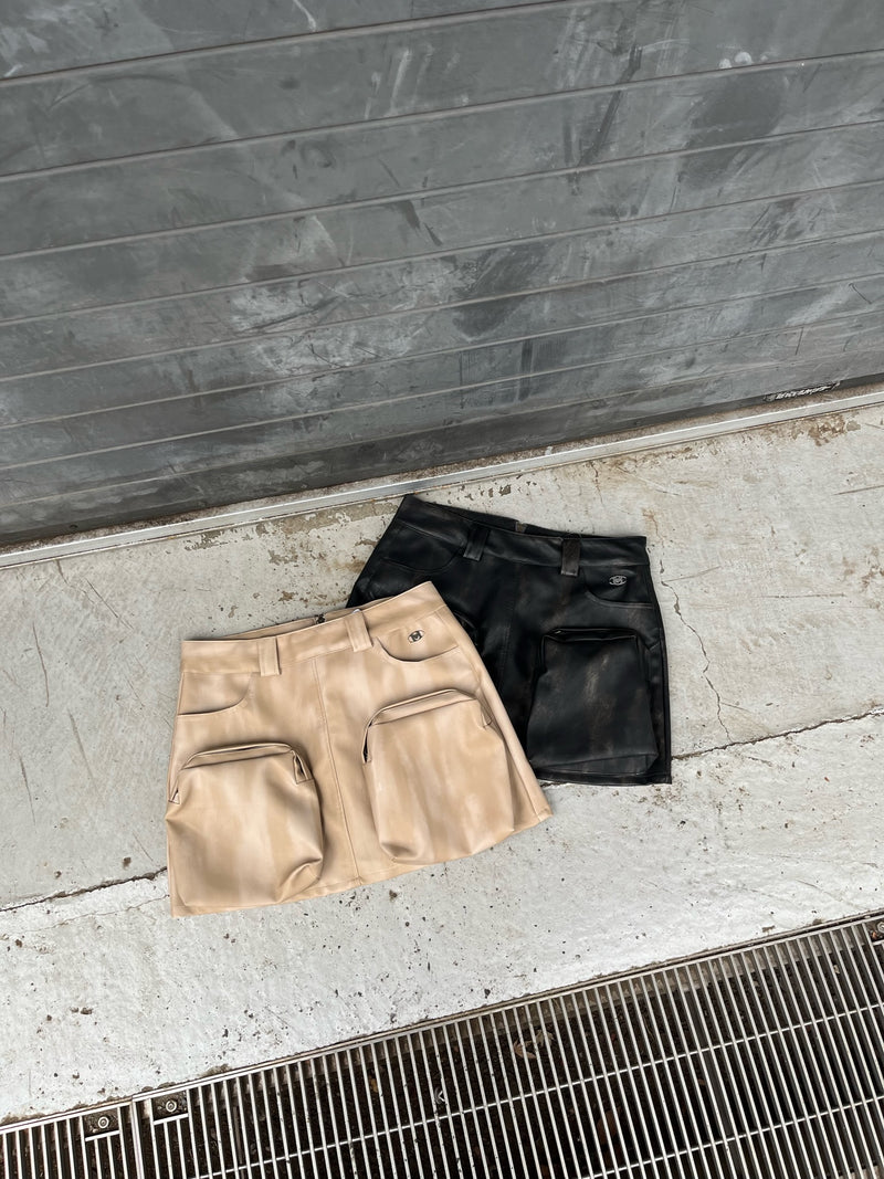 faux leather mini skirt