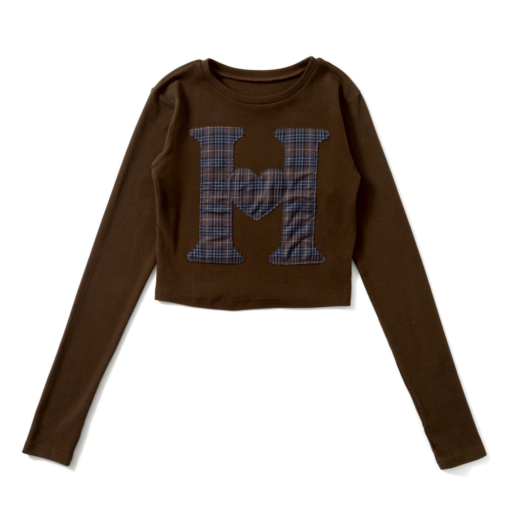 H heart check pattern long Tee – YZ