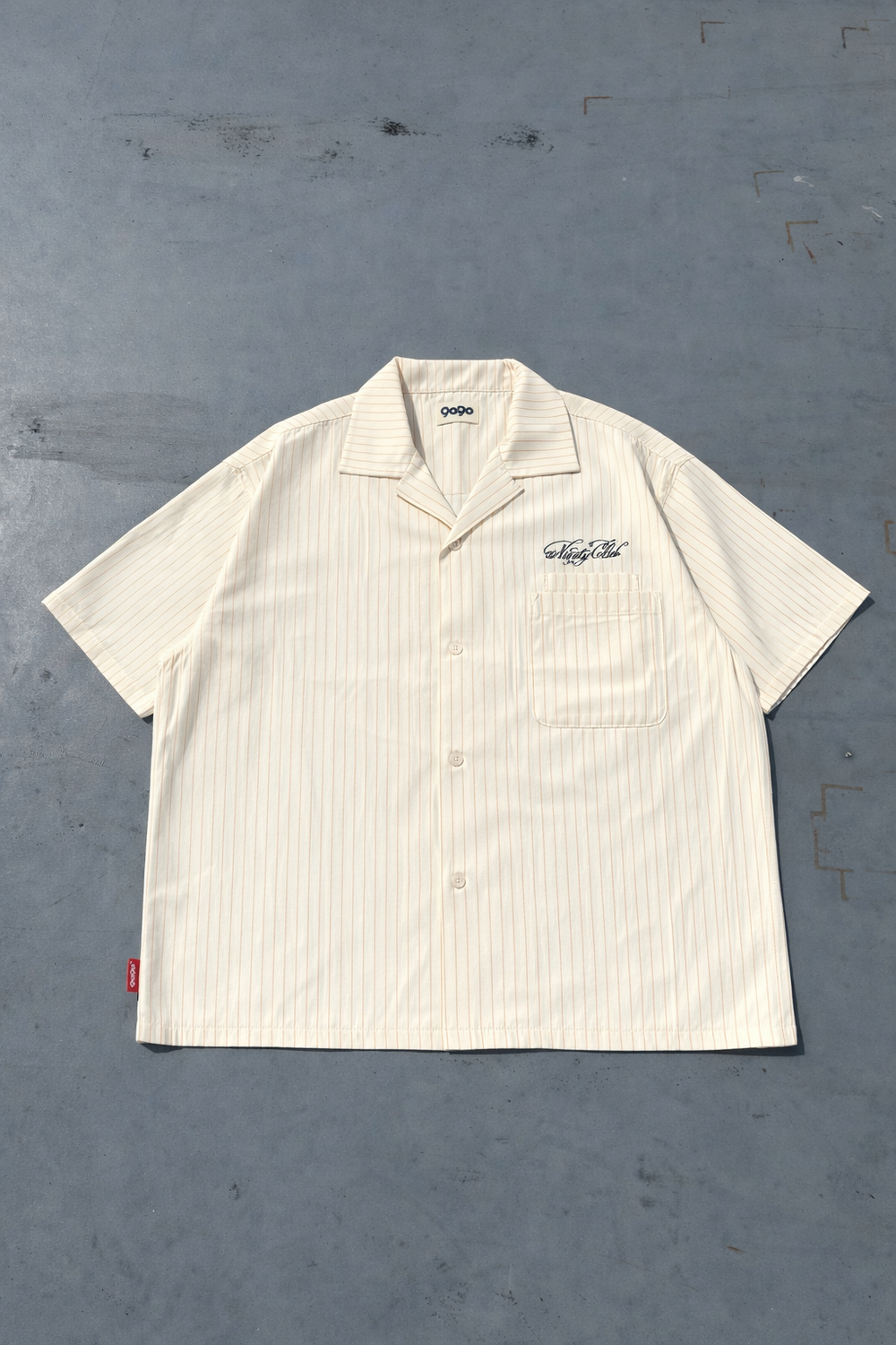 Ninety 半袖シャツ M ホワイト Ninety Club Striped Short Sleeve Shirt – YZ