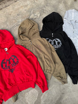 heart logo damage zip hoodie