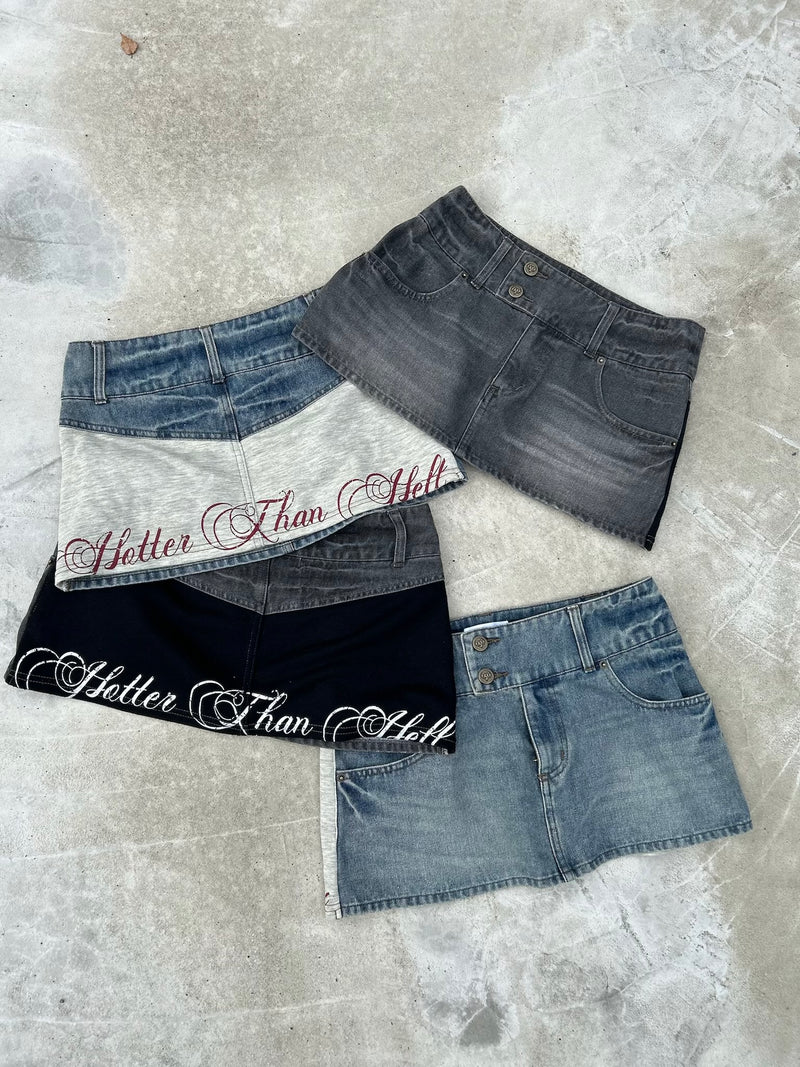 logo denim skirt