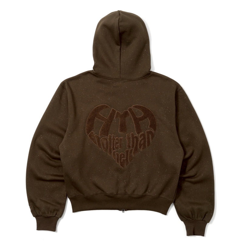 glitter heart logo zip hoodie