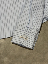 Original tie & over button stripe shirt