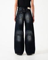 CRUSH FADE SIDE SEEM BOOTS CUT JEANS 