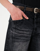 CRUSH FADE SIDE SEEM BOOTS CUT JEANS 