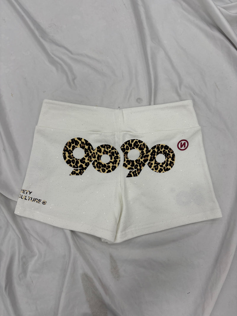 90 로고 글리터 마이크로 숏츠 