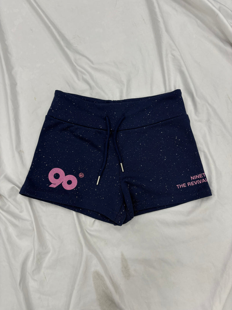 90 로고 글리터 마이크로 숏츠 