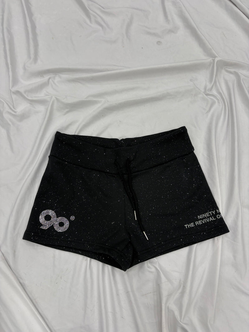 90 로고 글리터 마이크로 숏츠 