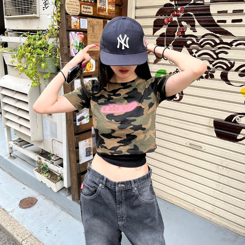 Ameba Logo CAMO CROPPED TEE