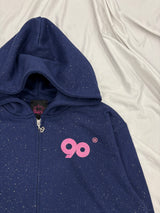 90 Logo Glitter Zip Hoodie
