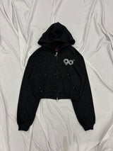 90 Logo Glitter Zip Hoodie