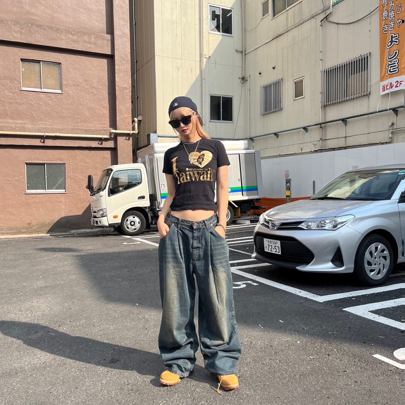 King Logo Buggy Denim Pants