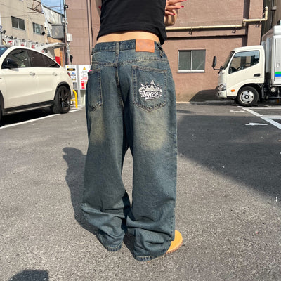 King Logo Buggy Denim Pants